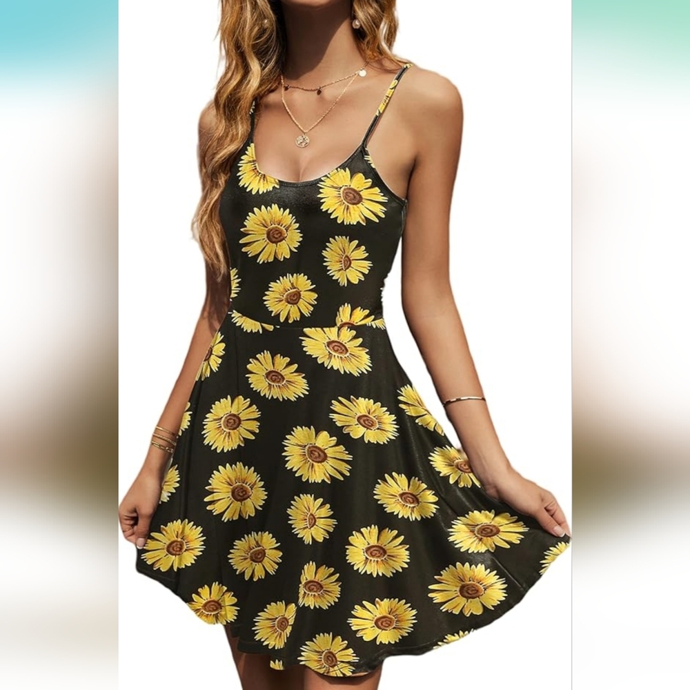 Sunflower summer dress, M, Medium